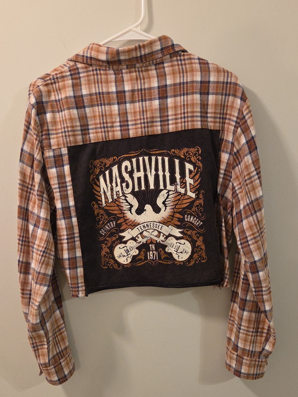 Altard State Flannel Shirt Women's Nashville Plaid Crop Top Long Sleeve Button